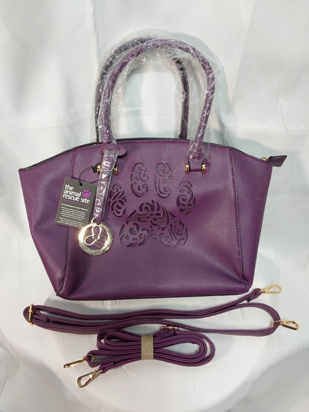 The Animal Rescue Site Purple Paw Print Cut-Out Purse/Handbag